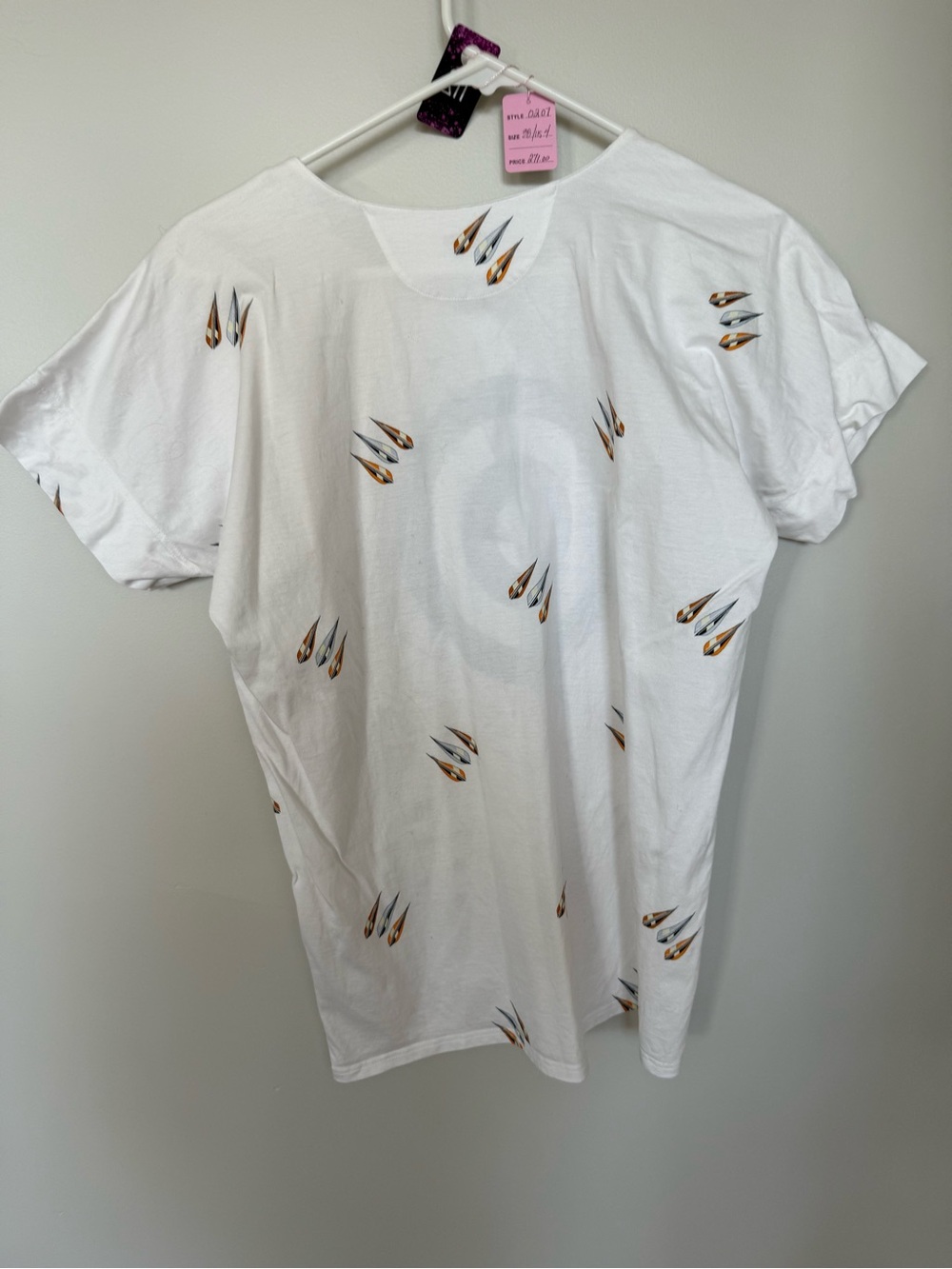 Hermes White Short-Sleeve Tee with Black Target Graphic 100 - Picture 4 of 10